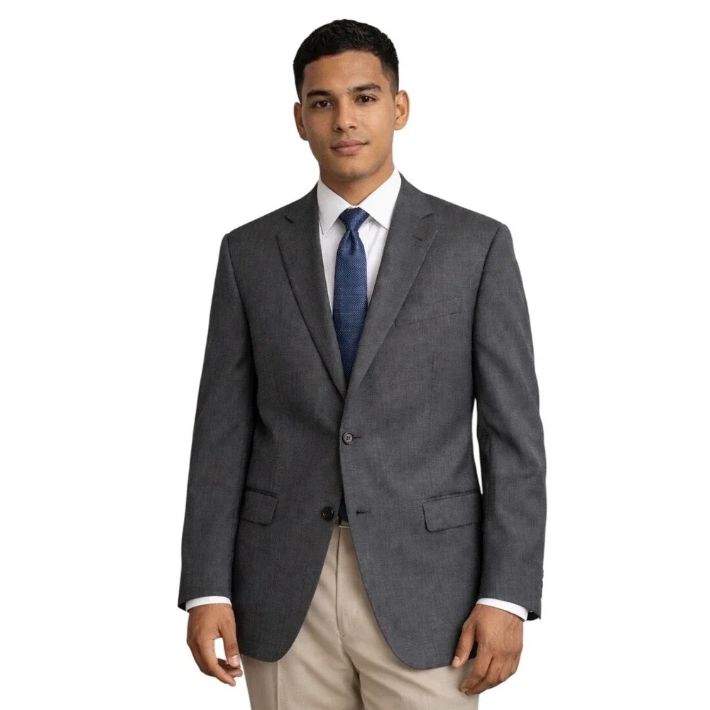 BARONI Charcoal Grey pinstriped Couture Super 150 Blazer Sport Coat Men Size 50D